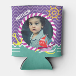 Porta-lata Barcos Divertidos Foto Água Púrpura Fresca