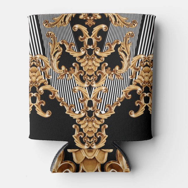 Porta-lata Barroco ouro, design de ornamento intricado. (Frente)