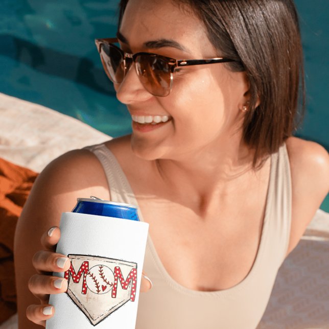 Porta-lata Baseball Mãe Casa Placa Esporte Bolinhas Vermelha  (Criador carregado)