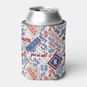 Porta-lata Baseball Typography Red White Blue Stripes ID770