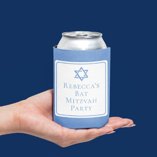 Porta-lata Bat Mitzvah Party Light Blue Star de David
