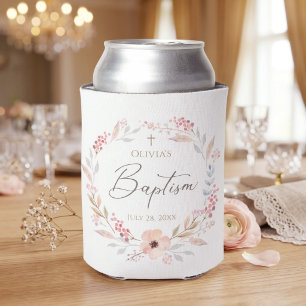 Porta-lata Batismo de Menina Rosa Floral