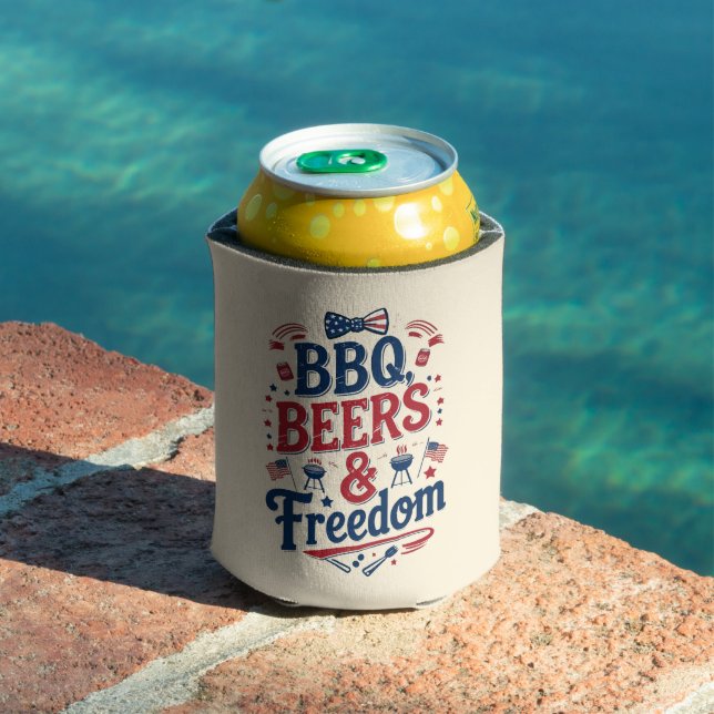 Porta-lata BBQ, Beers & Freedom – Retro 4th of July Vibes (Piscina in situ)