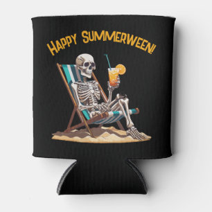 Porta-lata Beach Lounging Skeleton Halloween