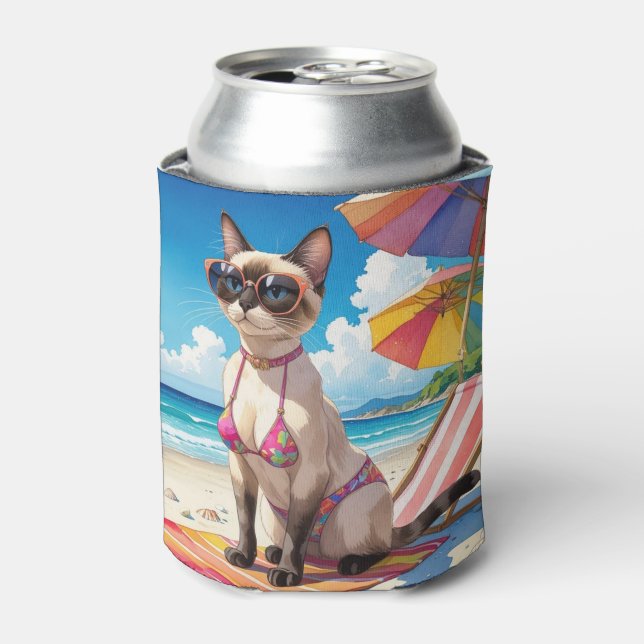 Porta-lata Beach themed for Siamese Cat lovers (Can Front)