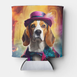 Porta-lata Beagle em fantasia vibrante