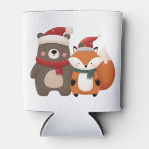 Porta-lata Bear e Raposa Cubra de Natal/Inverno