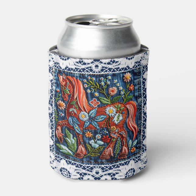 Porta-lata Beautiful Embroidered Horse (Can Front)
