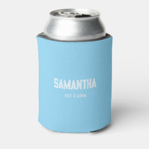 Porta-lata Bebê Azul & monograma de nome em branco Resfriador