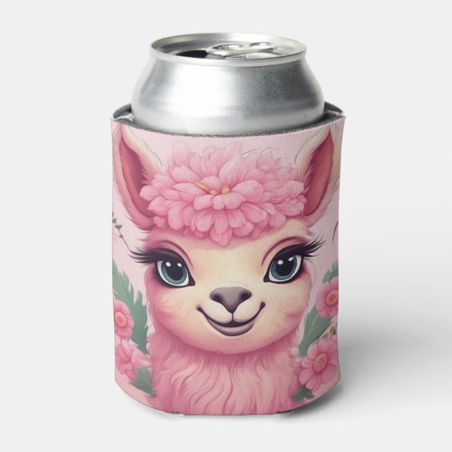 Porta-lata Bebê Lama Sorriso Rosa (Can Front)