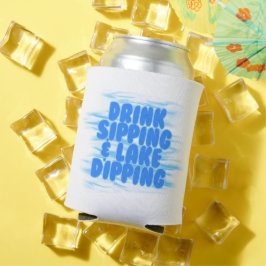 Porta-lata Beber Escadas e Lagoas Dipando Fundo Azul Água