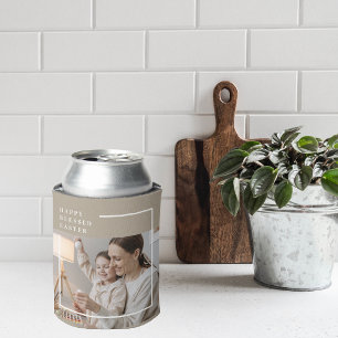 Porta-lata Beige Modern Family Photo   Happy Blessed Easter