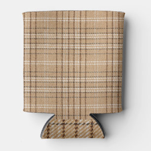 Porta-lata Beige Tartan: Clássica Xadrez Weave.