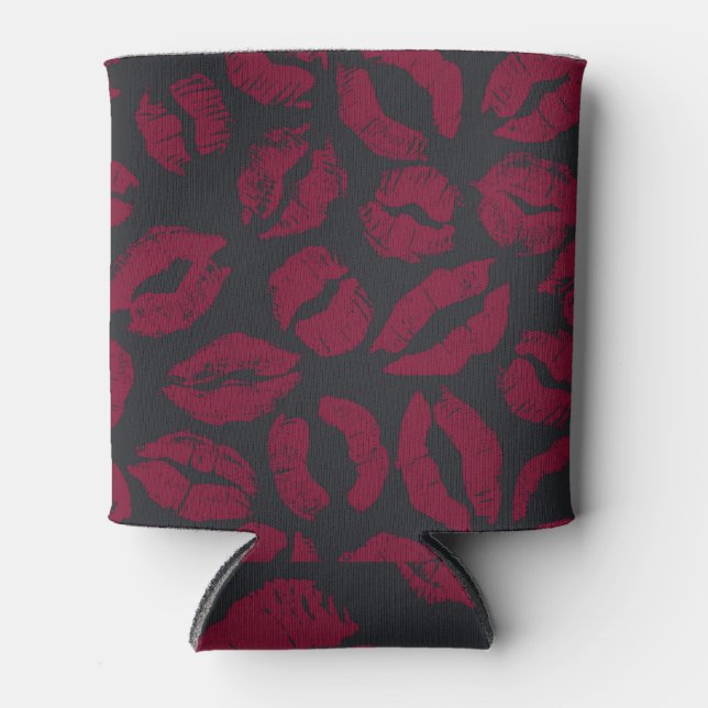Porta-lata Beijos Lipstick: impressões vermelhas escuras (Frente)
