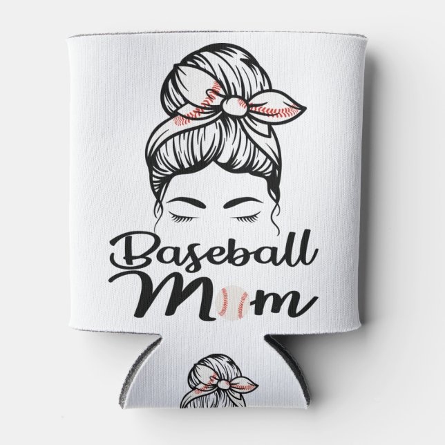 Porta-lata Beisebol Mãe Leopard Engraçado Softball Mãe (Frente)