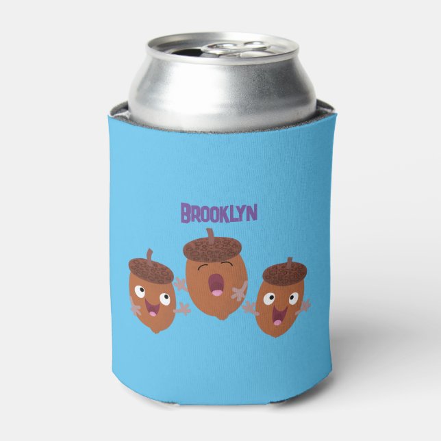 Porta-lata Belas bolotas felizes cantando cartoon para crianç (Can Front)