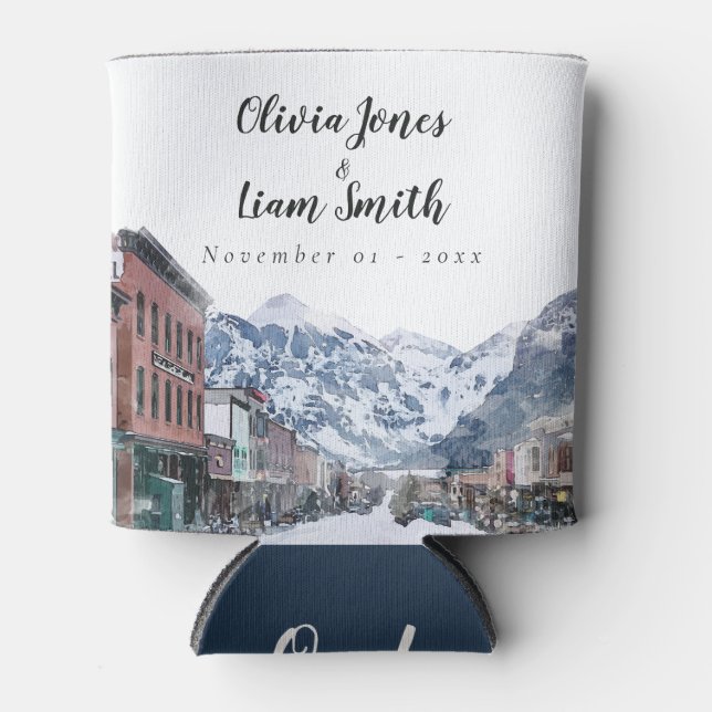 Porta-lata Bem-vindo a Telluride Wedding (Frente)