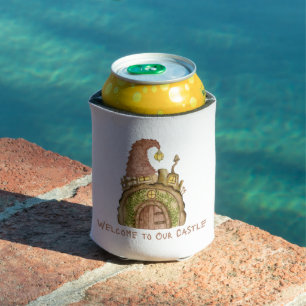 Porta-lata Bem-vindo ao Nosso Castelo com um Castelo Gnome em