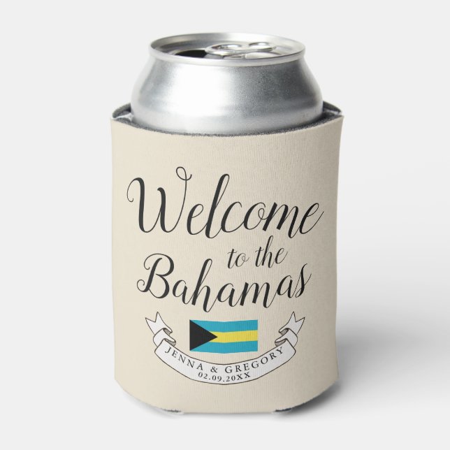 Porta-lata Bem-vindo às Bahamas | Personalização de Casamento (Can Front)