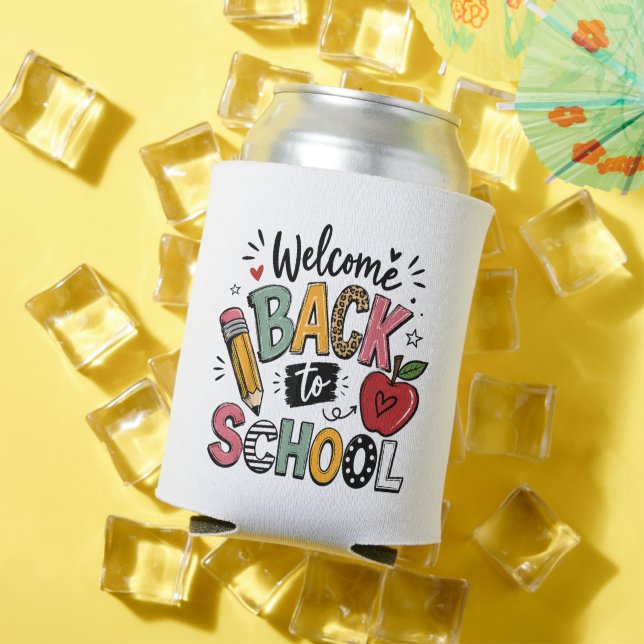 Porta-lata Bem-vindo de Volta à Escola Professor Aluno Primei (Verão in situ)