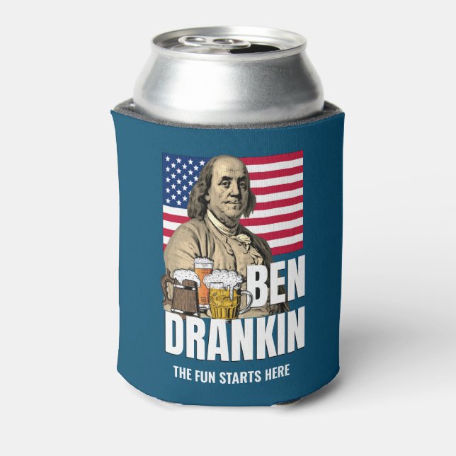 Porta-lata BEN DRANKIN 4 de julho Benjamin Franklin (Can Back)