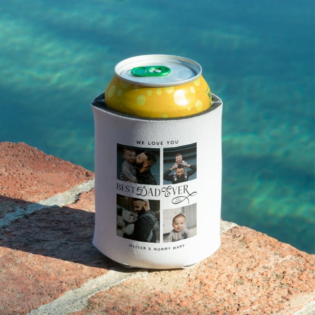 Porta-lata  Best Dad Ever 4 Photos Modern Fathers Day Gifts (Piscina in situ)