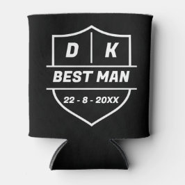 Porta-lata Best Man Custom Initials and Date Wedding