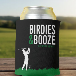 Porta-lata Birdies & Booze Adult Golf Birthday Party Black