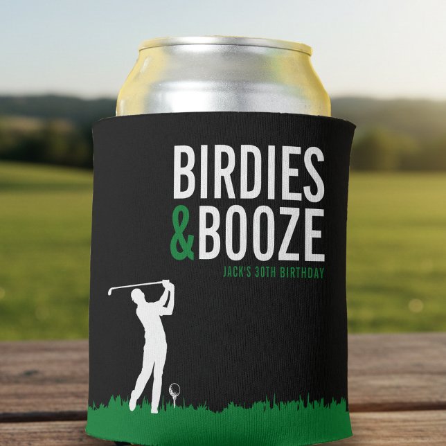 Porta-lata Birdies & Booze Adult Golf Birthday Party Black (Birdies & Booze Adult Golf Birthday Party Can Cooler
)