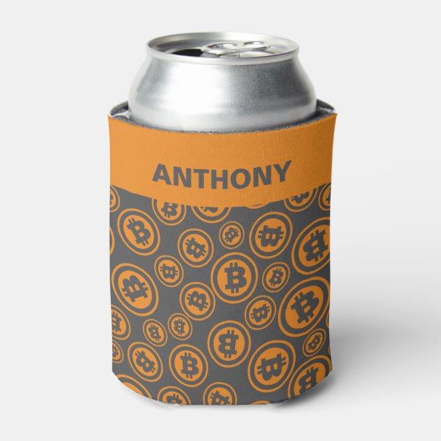 Porta-lata Bitmoney - Laranja Padrão e Cinzas Personalizadas (Can Front)