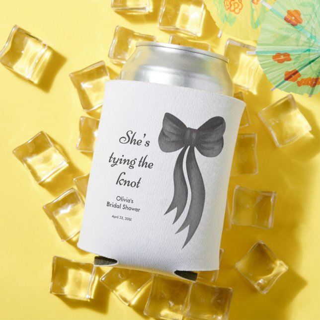 Porta-lata Black Bow She's Tying the Knot Bridal Shower  (Verão in situ)