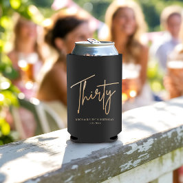 Porta-lata Black & Gold 30th Birthday Party