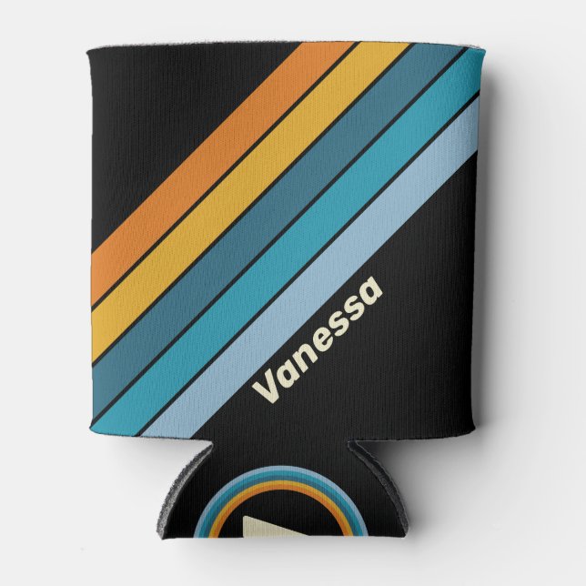 Porta-lata Black Rainbow Stripes with Name (Frente)