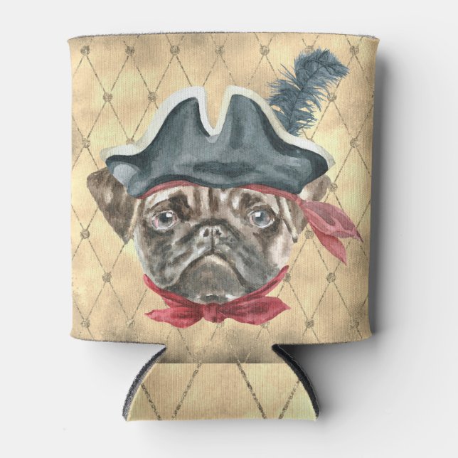 Porta-lata Blackface, o Pug Pirate Can Cooler (Frente)