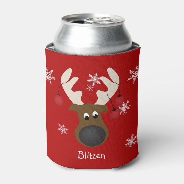 Porta-lata Blitzen Custom Christmas Reindeer Engraçado (Can Front)