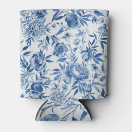 Porta-lata Blue Chinoiserie Watercolor Floral Botanical