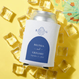 Porta-lata Blue Clam Seashells Coastal Seaside Beach Wedding