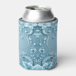 Porta-lata Blue Decorative Floral Can Cooler