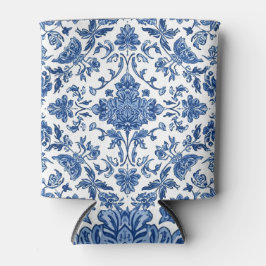 Porta-lata Blue Floral Chinoiserie White Watercolor