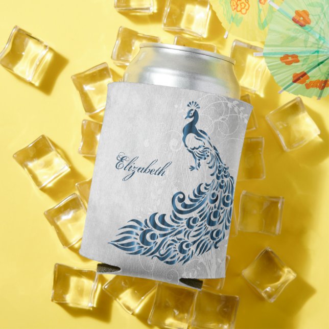 Porta-lata Blue Peacock Personalizado Can Cooler (Verão in situ)