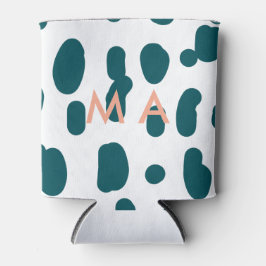 Porta-lata Blue polkadot orange pastel monogram man letter pa