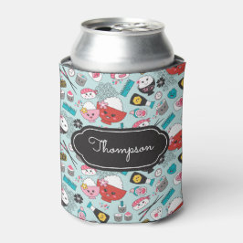 Porta-lata Blue Sushi Pattern Kawaii