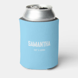 Porta-lata Blue &white monogram name Cooler
