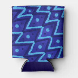 Porta-lata Blue Zig Zags Dots Funky Pattern