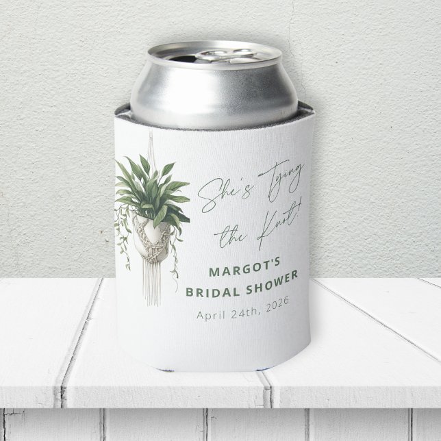 Porta-lata Boho Chic Botânico "Amarre o nó" Chá de panela (Cheers to tying the knot! Celebrate with this chic bridal shower can cooler, perfect for the party!)