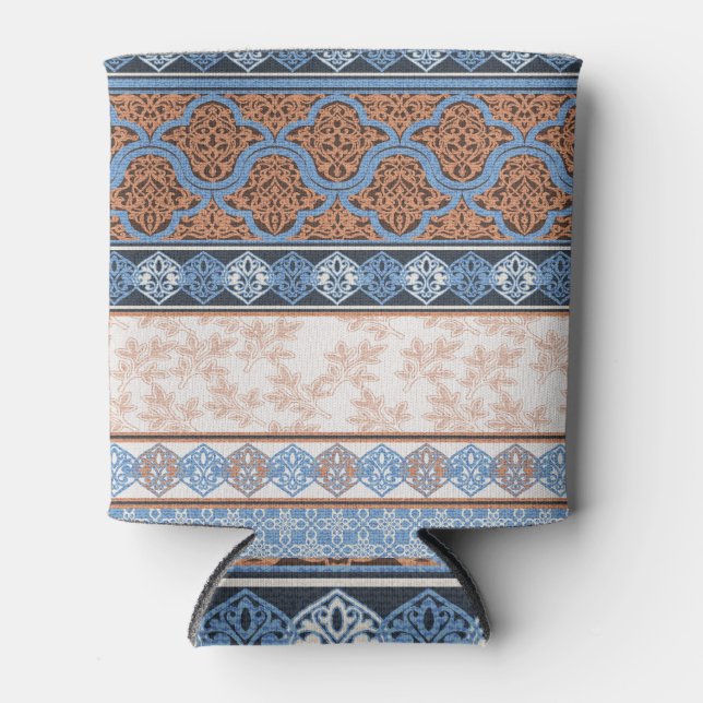 Porta-lata Boho Floral Stripes: Coleção Étnica Sem Costura (Frente)