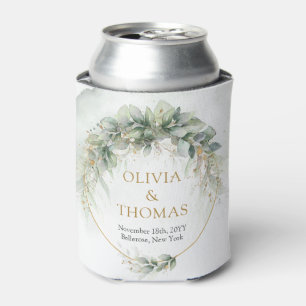 Porta-lata Boho greenery eucalyptus foliage gold oval