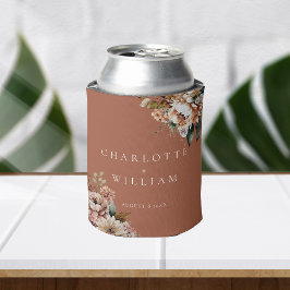 Porta-lata Boho Terracotta Watercolor Flowers Casamento Favor