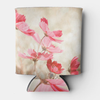 Porta-lata Bokeh Azul de Flor de Cosmos Suaves