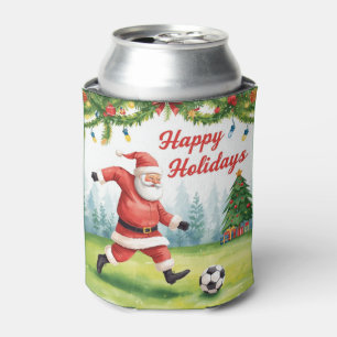 Porta-lata Bola de Futebol para o Natal com Papai Noel